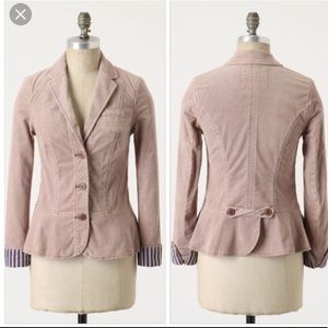 PILCRO Dusty Pink Corduroy Peplum Blazer
